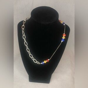 Colorful bead and chain necklace